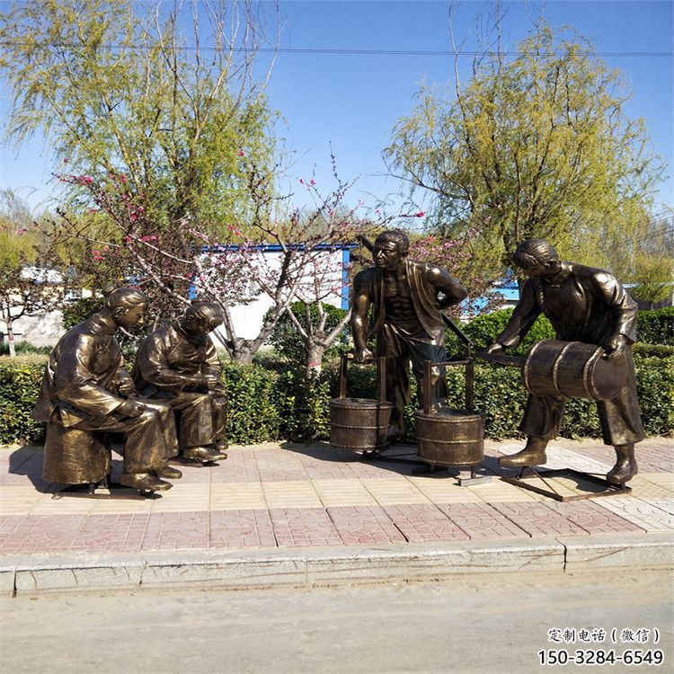 景觀茶道雕塑 彩繪制茶雕塑 商業(yè)街民俗雕塑