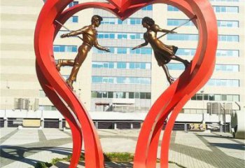 商業(yè)街心形雕塑 烤漆雕塑 彩繪愛情雕塑