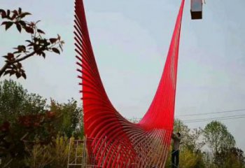 烤漆鳳尾雕塑 鋼管展翅造型 室內雕塑