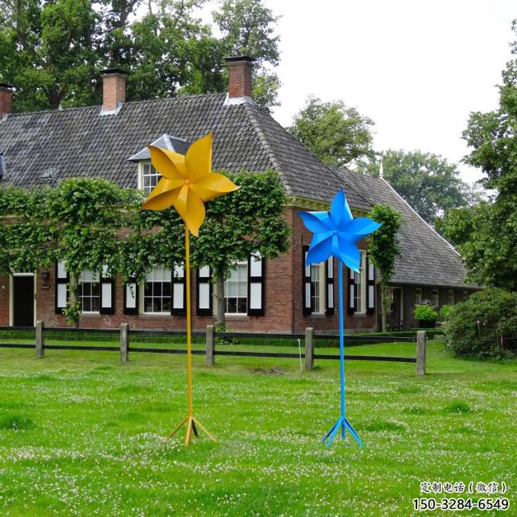 村口風車雕塑 啞光風動雕塑 公園旋轉(zhuǎn)雕塑