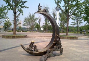 公園月牙雕塑 創意企業月亮牙雕塑 美陳雕塑