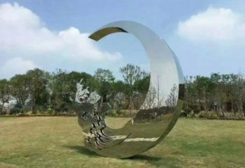 公園月牙雕塑廠家 戶外雕塑 抽象月亮牙雕塑