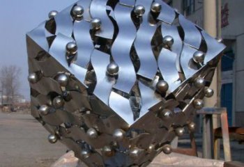 戶外正方形雕塑 噴漆正方體雕塑 燈光方塊雕塑