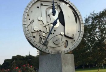 創意鐘表雕塑 啞光時鐘雕塑 公園雕塑