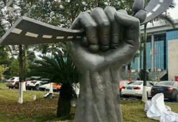 廣場拳頭雕塑 抽象握拳雕塑 烤漆手勢雕塑