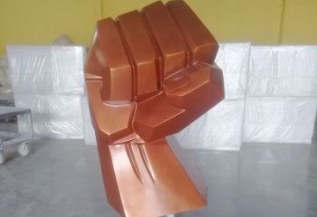 戶外拳頭雕塑 噴漆握拳雕塑 燈光手勢雕塑