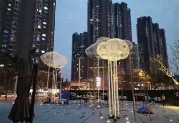 鋼管云梯雕塑 異形噴水梯子雕塑 農(nóng)村云朵雕塑