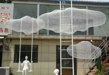 幾何云梯雕塑 發(fā)光公園云朵雕塑 大門口梯子雕塑