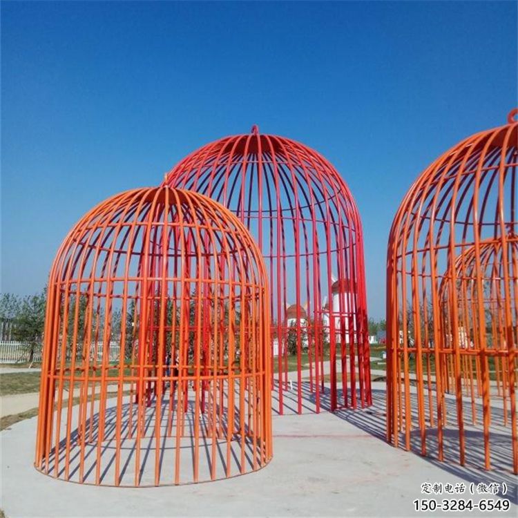 大型鳥籠雕塑 鍛造發光籠子雕塑 房地產鳥籠子雕塑