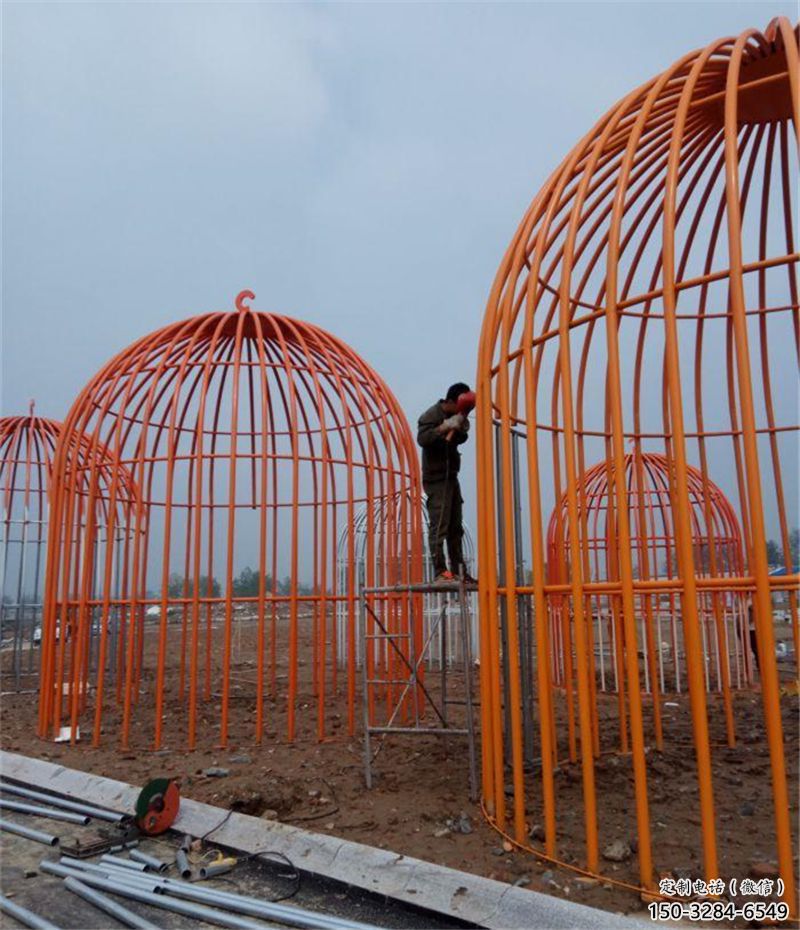 景觀鳥籠雕塑 剪影籠子雕塑 商業街鳥籠子雕塑