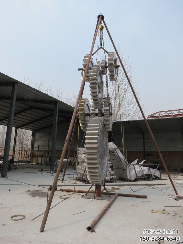 公園齒輪雕塑 鏡面公園工業雕塑 景觀機械雕塑