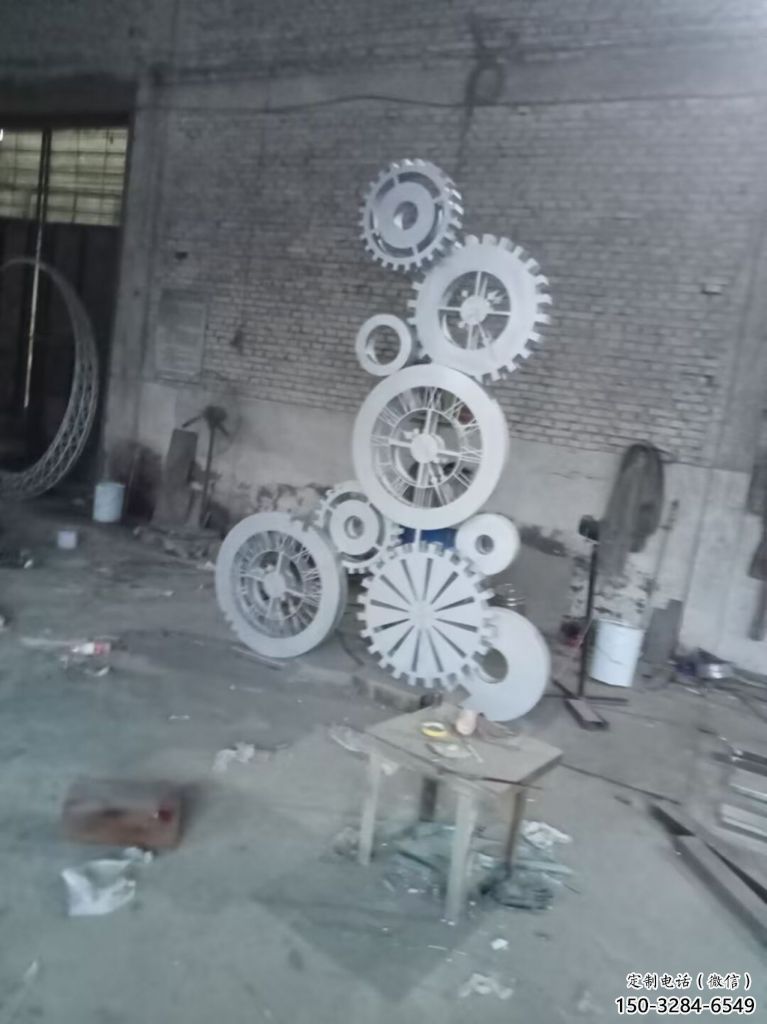 中式齒輪雕塑 啞光工業雕塑 游樂場機械雕塑