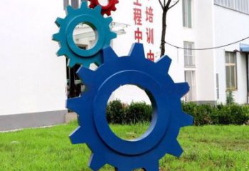 彩繪齒輪雕塑 景觀機(jī)械雕塑 街頭工業(yè)雕塑