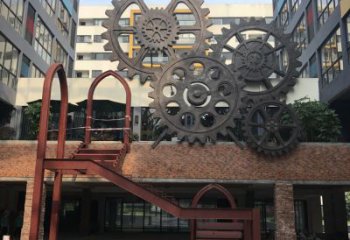 創(chuàng)意齒輪雕塑 啞光工業(yè)雕塑 公園機(jī)械雕塑