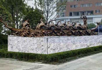 現(xiàn)代龍舟雕塑 大型別墅區(qū)劃槳雕塑 彩繪競賽雕塑