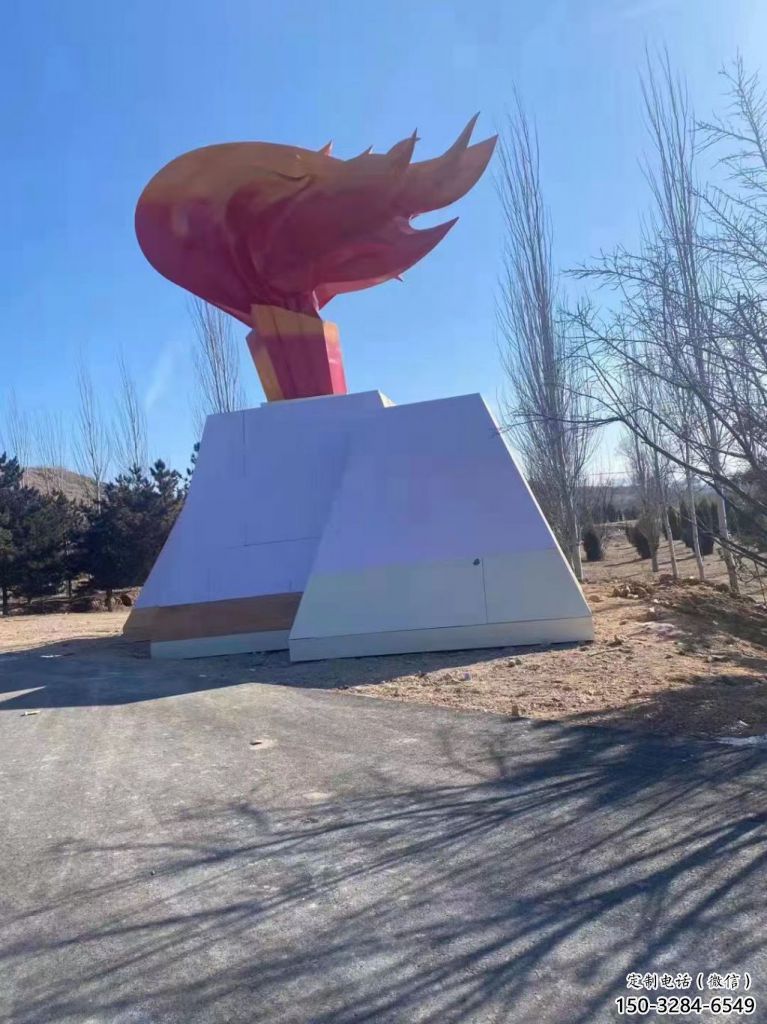 房地產火苗雕塑 現代景觀雕塑 幾何火焰頭雕塑