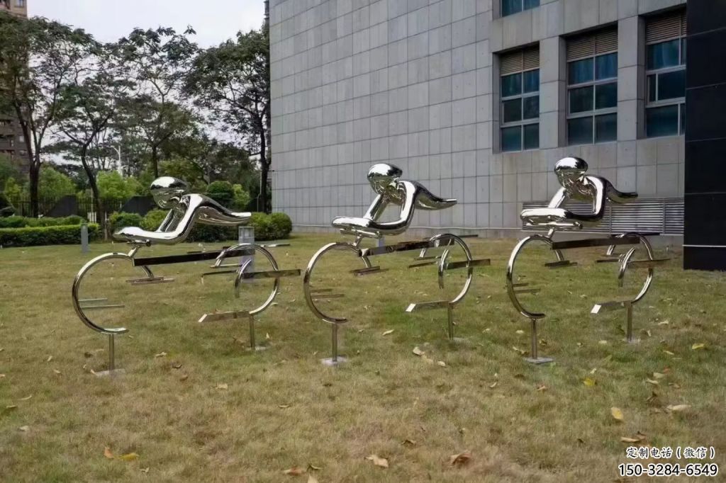 鏤空賽車雕塑 噴水園林賽車人雕塑 住宅小區(qū)體育雕塑