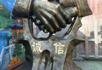 烤漆握手雕塑 鋼管雕塑 室內(nèi)誠(chéng)信雕塑