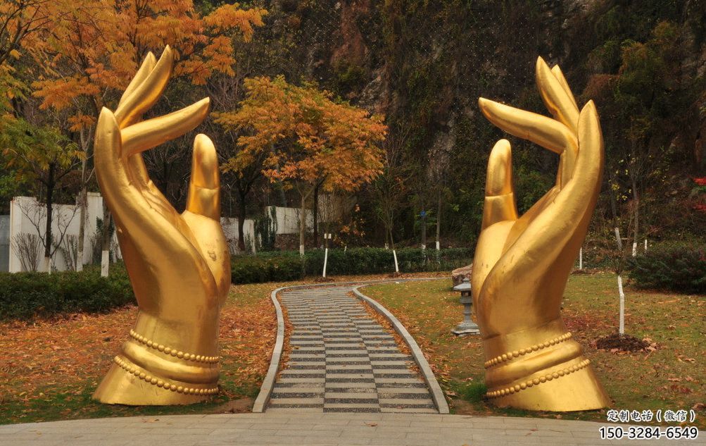 鑄造佛手雕塑 中式村口雕塑 景觀觀音手雕塑