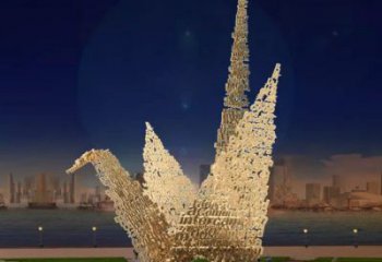 幾何千紙鶴雕塑 發光公園鶴鳥雕塑 大門口折紙風格