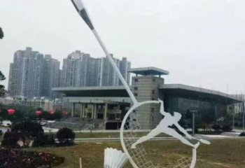 戶外球拍雕塑 噴漆網(wǎng)球拍雕塑 抽象體育雕塑