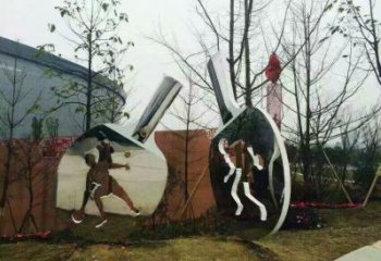 中式球拍雕塑 啞光網球拍雕塑 游樂場體育雕塑