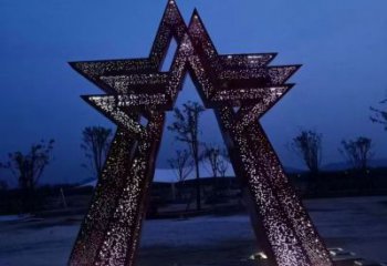 幾何五角星雕塑 發(fā)光公園紅色文化 大門口黨建雕塑