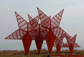 異形五角星雕塑 現代校園紅色文化 校園黨建雕塑