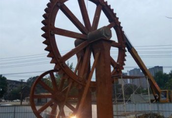大型水車雕塑 鍛造發光仿古雕塑 房地產雕塑