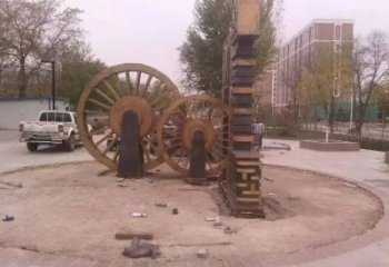 幾何水車雕塑 發光公園雕塑 大門口仿古雕塑