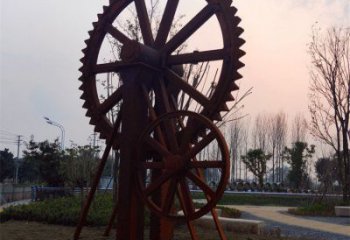 鏤空水車雕塑廠家 噴水園林仿古雕塑 住宅小區(qū)雕塑