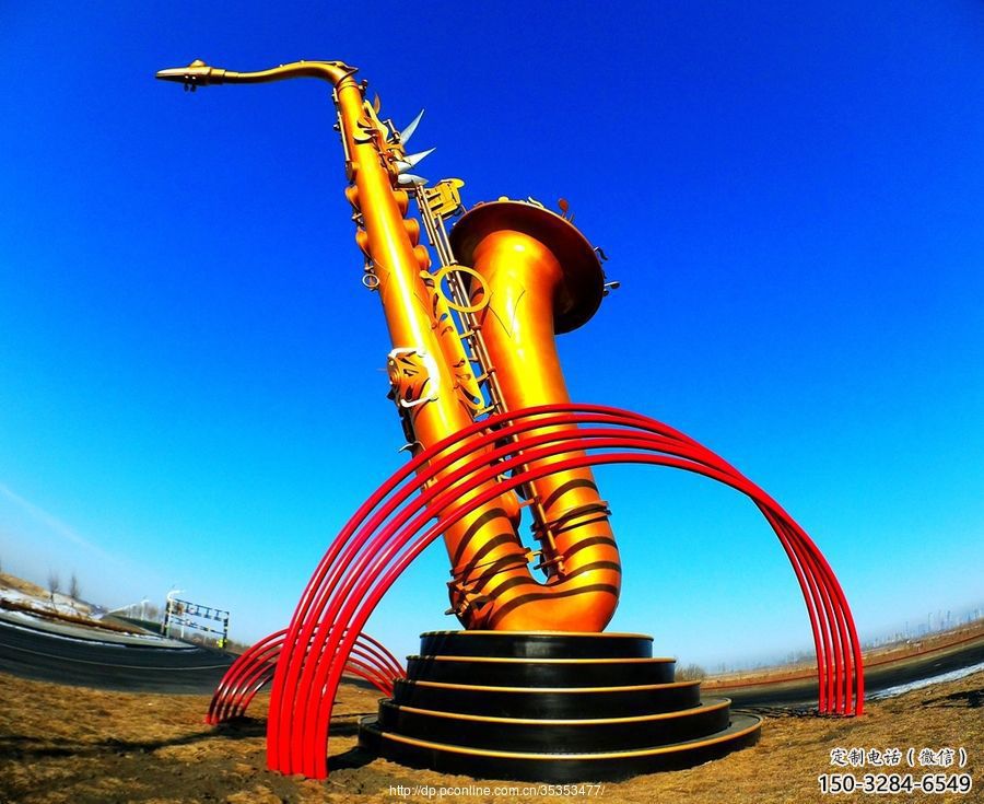 烤漆薩克斯雕塑 鋼管樂器雕塑 室內(nèi)西方樂隊(duì)雕塑