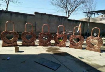 房地產鎖子雕塑 剪影同心鎖雕塑 鍛造雕塑