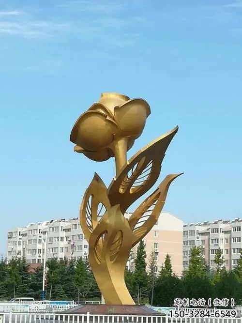 公園月季花雕塑 鏡面公園花卉雕塑 景觀花朵雕塑