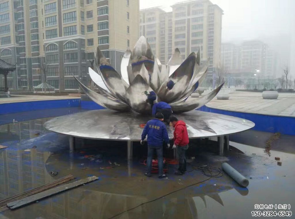 創意蓮花雕塑 啞光水蓮花雕塑 公園花卉雕塑