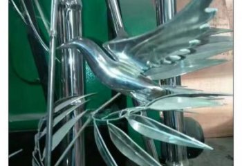 烤漆竹葉雕塑 鋼管竹類雕塑 室內(nèi)植物雕塑