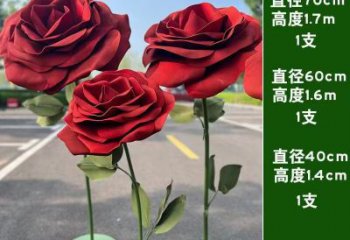仿真月季花雕塑 電鍍現(xiàn)代花卉雕塑 部隊花朵雕塑