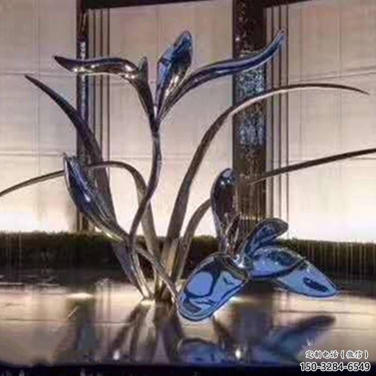 鏡面蘭花雕塑 烤漆大型雕塑 彩繪玉蘭花雕塑