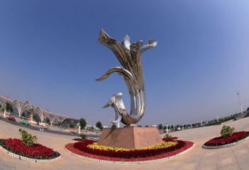 幾何蘭花雕塑 發光公園雕塑 大門口玉蘭花雕塑