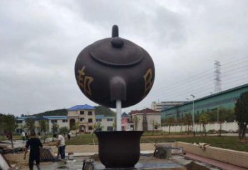 仿真天壺雕塑 電鍍現代懸空雕塑 部隊流水雕塑