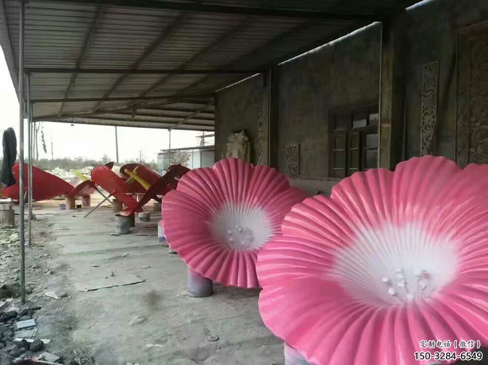 現代喇叭花雕塑 大型別墅區花卉雕塑 彩繪雕塑