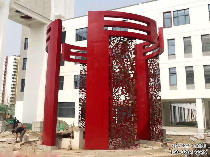 房地產(chǎn)大門雕塑，創(chuàng)意設(shè)計不銹鋼大門雕塑