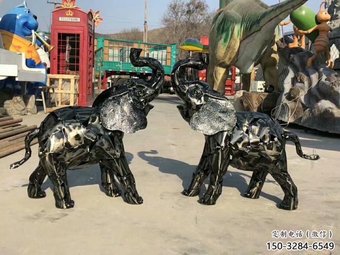大象雕塑預定，小區擺件，鐵藝大象雕塑主題