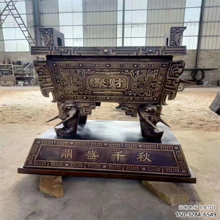 企業門口招財方鼎銅雕