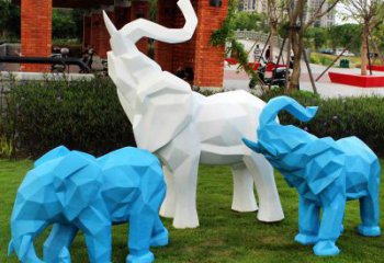 切面大象雕塑擺件供需，動(dòng)物制作，幾何大象雕塑廠家