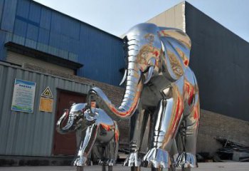 不銹鋼大象雕塑廠家，動(dòng)物景觀雕塑，不銹鋼動(dòng)物雕塑加工