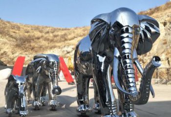 金屬大象雕塑廠家，動物景觀雕塑，不銹鋼動物雕塑提供