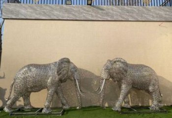 門口大象雕塑點擊，地標擺件，鏤空大象雕塑承接