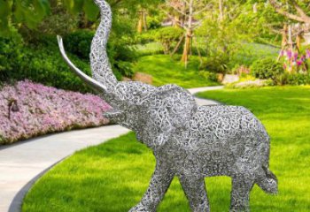 主題大象雕塑制作，美陳概念，鐵藝鏤空大象雕塑