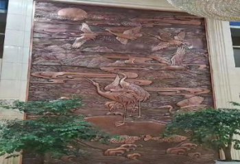 彩繪仙鶴浮雕通用，花園小品，廣場動物浮雕優價